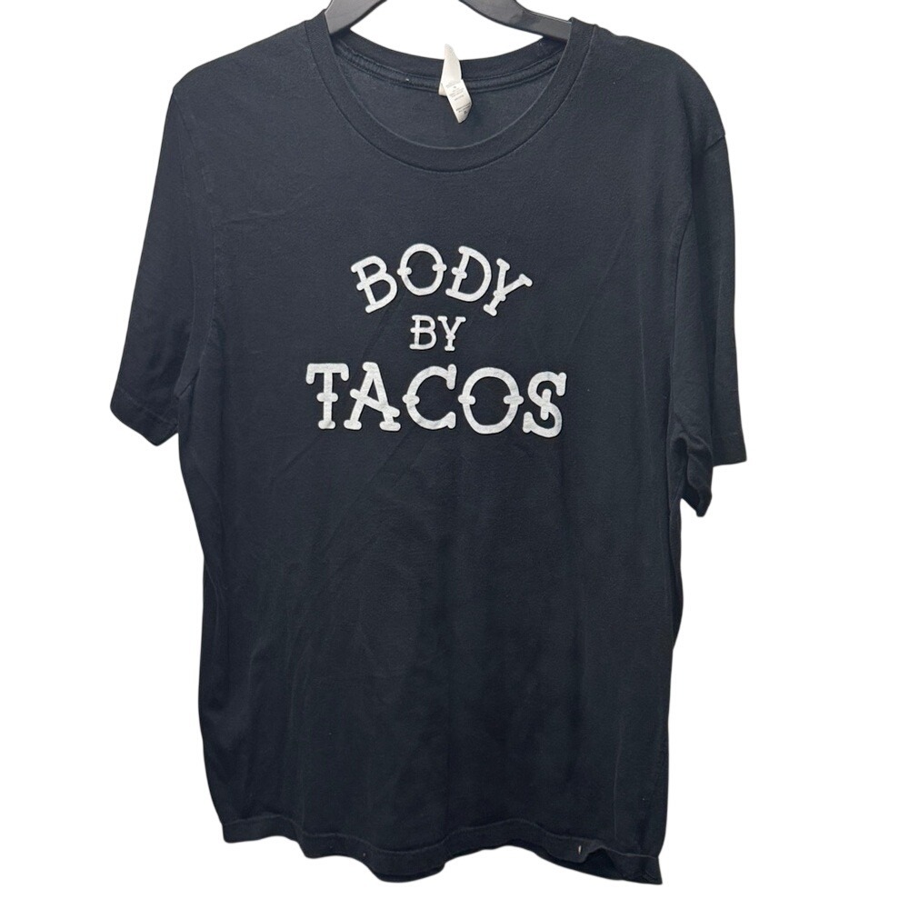 Mens Body By Tacos Graphic Tee Black Short Sleeve Cotton T-Shirt XL